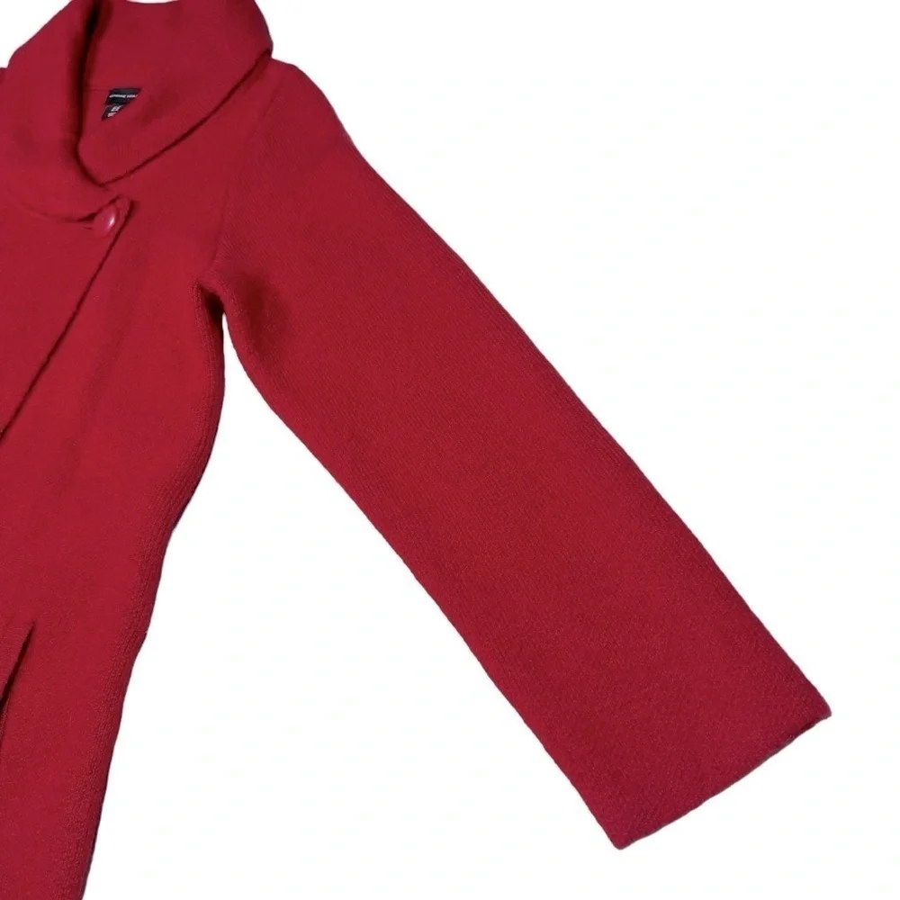 ADRIENNE VITTANINI Red Open Front Shawl Neckline Cardigan Sweater Jacket Size XL